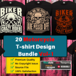 20 Biker T-shirt Design Bundle-Vol-1