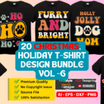 20 Christmas, Holiday T-Shirt Design Bundle Vol -6