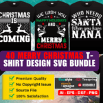 40 Merry Christmas T-Shirt Design SVG Bundle