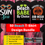 50 Beach T-Shirt Design Bundle