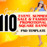 110 Event, Summer Sale & Fashion Promotional Square Banner PSD Templates  Editable & Eye-Catching Designs