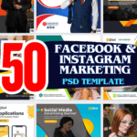 50 - Facebook & Instagram Marketing PSD Banner  Editable Promotional Template