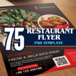 75 Restaurant Flyer PSD Template  Editable & Print-Ready Design