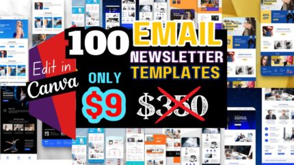 100 Professional Creative Email Newsletter Templates Bundle for Canva | ales Email | Welcome Email | MailChimp | FloDesk | Blogger | Sequence | Business Email, Shop Email Template, Corporate  Email, Shop Email Template & Much More