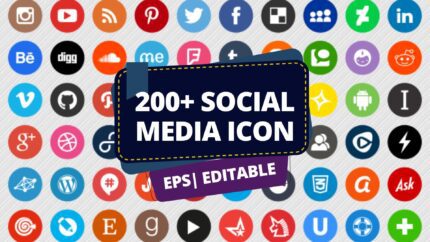 200+ Social Media Icons Set – Modern, Minimalist Platform Logos