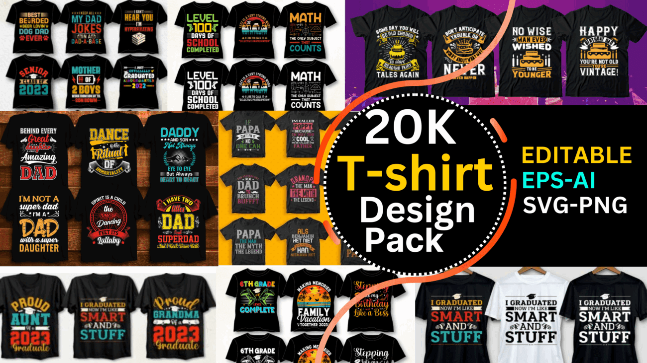20,000 New Customizable T-Shirt Designs Mega Bundle
