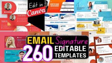 260 Email Signature Template Bundle For Canva | modern email signature clickable template Bundle for Gmail-Hotmail-yahoo & Any Email