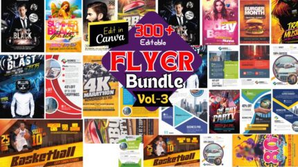300+ Flyer Designs with Editable Canva Flyer Templates-vol-3 | Customizable Flyer Template | Boost Your Sales with Our Flyer Template Bundle