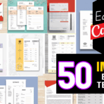 50 Editable Invoice Graphic Canva template | Custom invoice | Digital download template