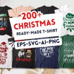 200+ Editable Christmas T-Shirt Design Bundle