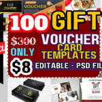 100 Editable Gift Voucher Template Bundle for Canva
