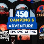 450+ Premium Camping & Adventure T-shirt Design Bundle