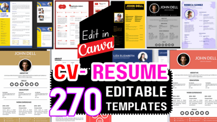 270 CV - Resume Template Bundle For Canva