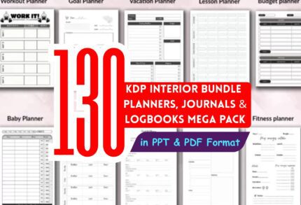 130+ KDP Interior Mega Bundle – Editable Planners, Journals & Logbooks for Amazon Kindle Direct Publishing