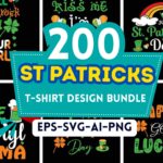 200+ St Patrick’s Day Editable Design Bundle – Customizable Graphics for T-Shirts
