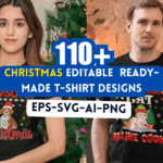 110+ Editable Christmas T-Shirt Design Bundle