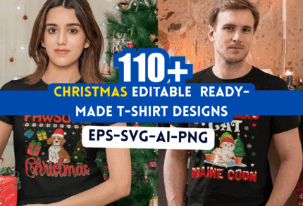 110+ Editable Christmas T-Shirt Design Bundle