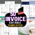 50 Editable Invoice Graphic Canva template