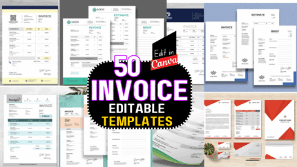 50 Editable Invoice Graphic Canva template