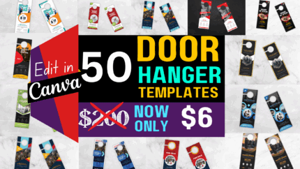 50 Customizable Door Hanger templates bundle for your Business