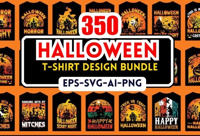 350+ Halloween Editable T-Shirt Design Bundle - Image 1